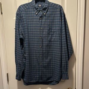 EUC Docker’s Men's Blue, Black & White Plaid Button-Up Shirt LT
